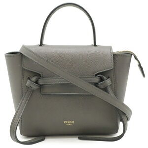Celine Pico Belt Bag Crossbody Gray Leather Gold